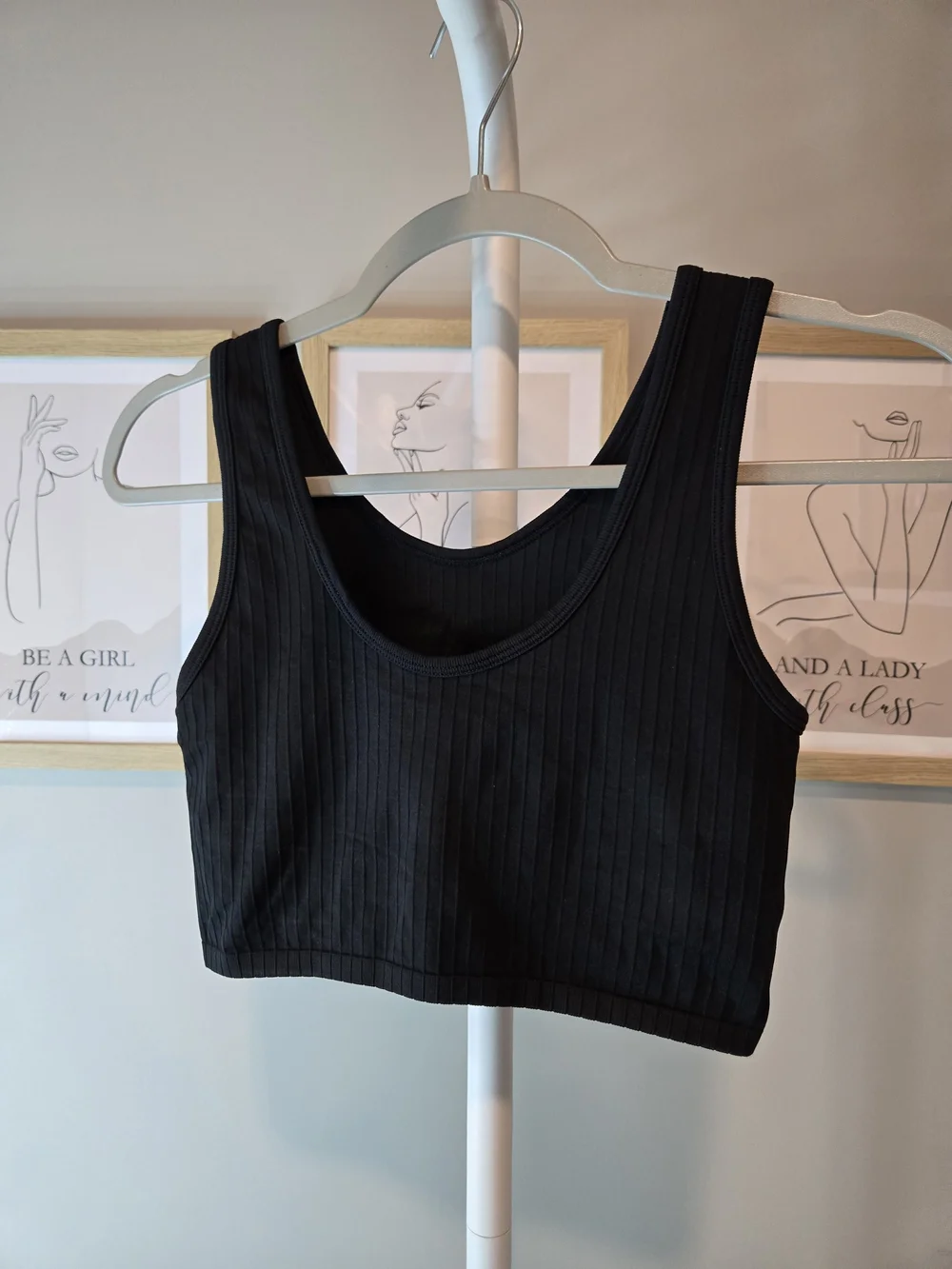aerie Black Ribbed Sports Bra/ Tank